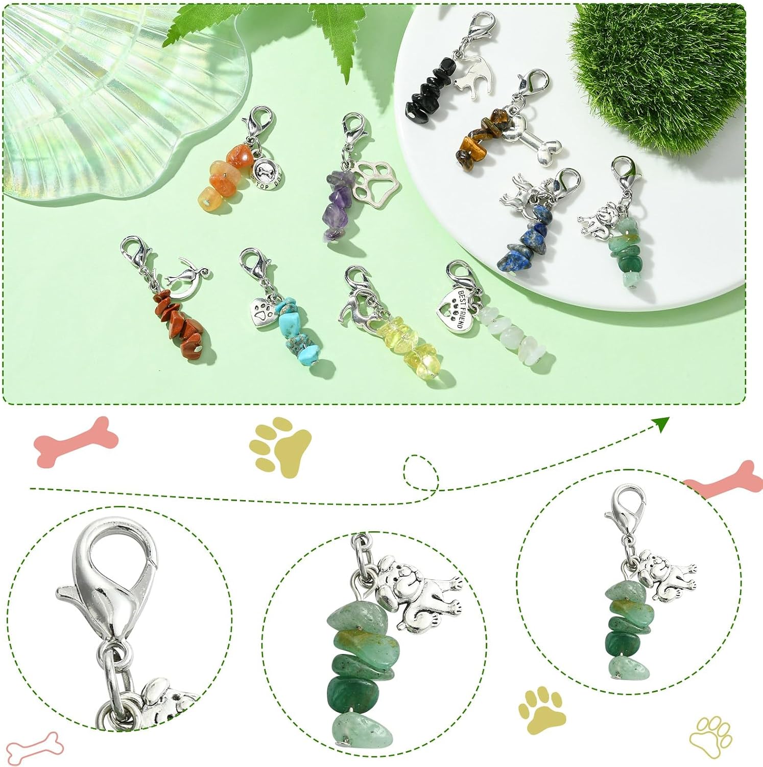 Mixed Animal Heart Nature Angel Theme Alloy Clip on Charms with Lobster Clasps for DIY Jewelry Craft Purse Bag Decor Accessories image 3