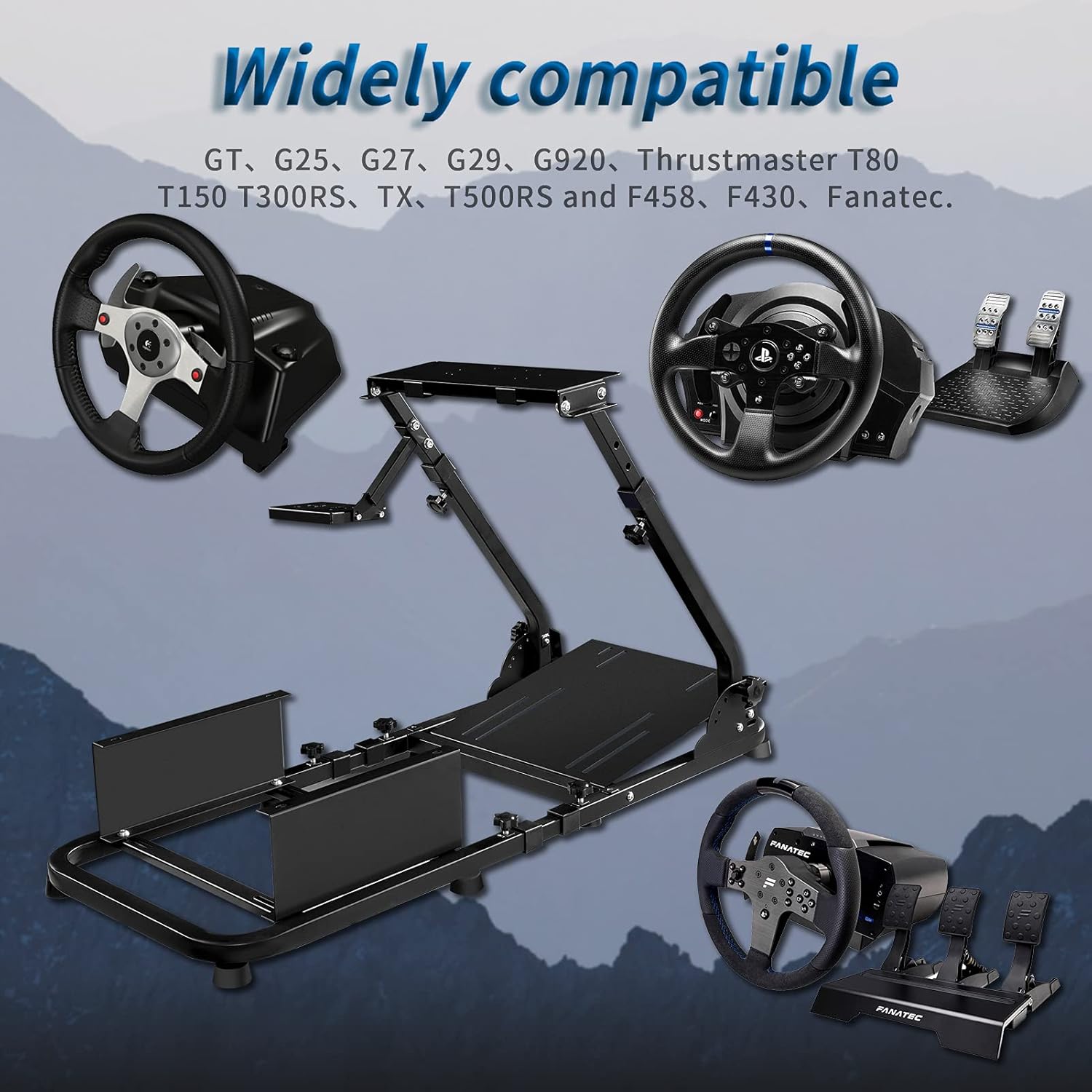 Racing Simulator Steering Wheel Stand Racing Wheel Stand Special design Compatible with T500, FANTEC, T3PA/TGT, G25, G37, G29/T300RS Without Wheel、Pedals and seat.