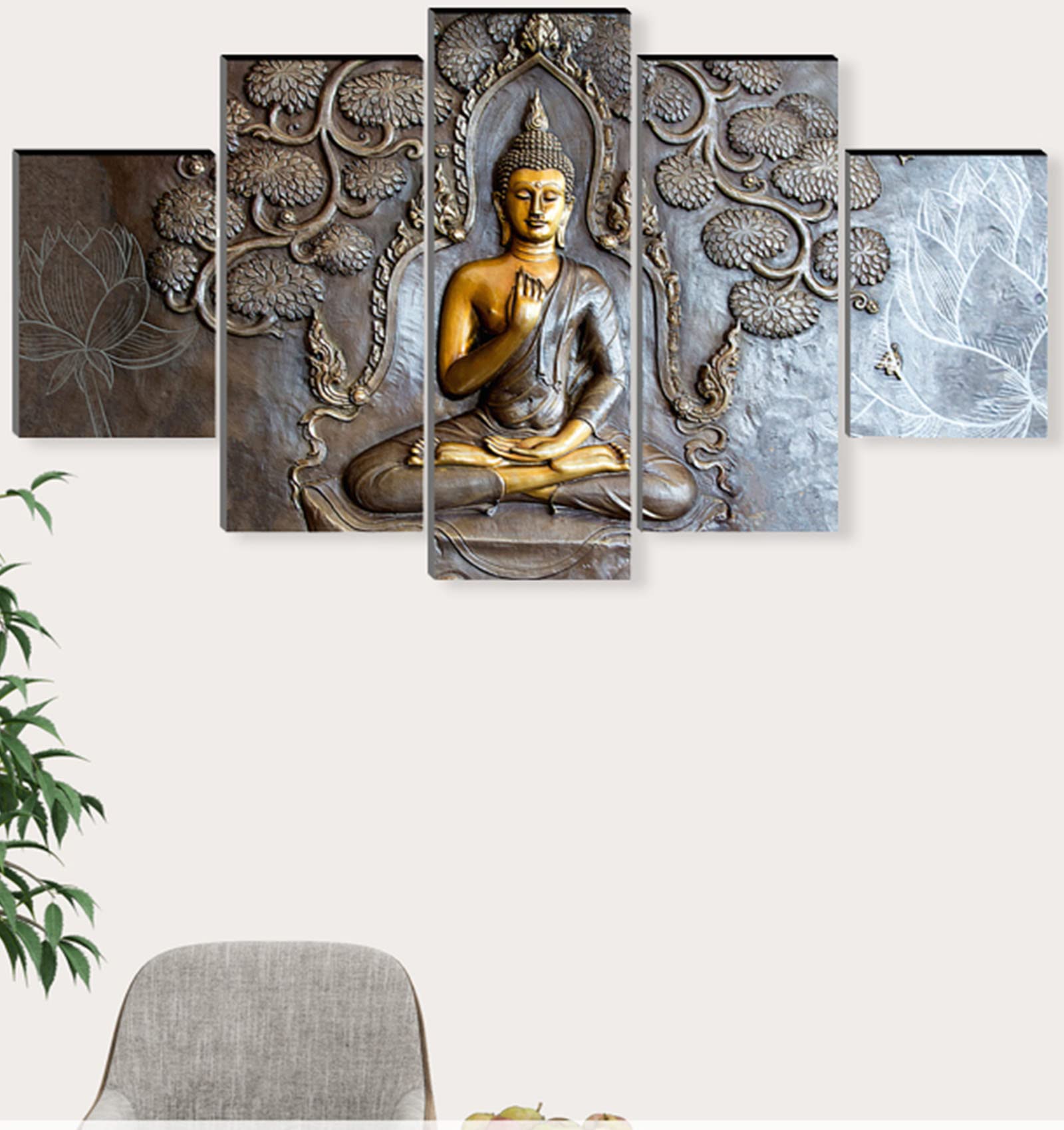 SAF Set Of 5 Buddha Uv Textured Modern Art Religious Theme Wall Painting 30 Inch X 18 Inch Sapnls32239 - Wood, Glass (B0BT7Y7QCB) Amazon Price History, Amazon Price Tracker