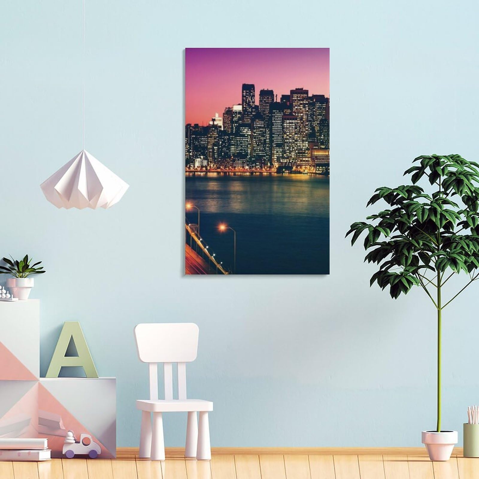 Amazon.co.jp: 絵画 夜のサンフランシスコの街並みインテリア 絵画