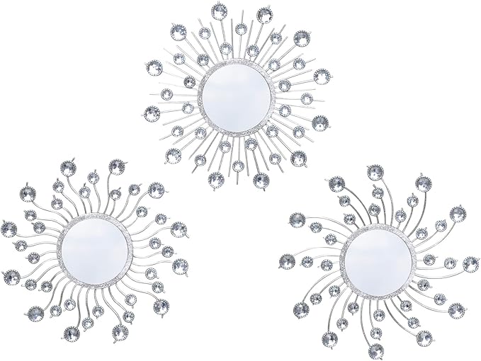 wotieuns Mirror Wall Decor Metal Sun Mirror Home Decoration