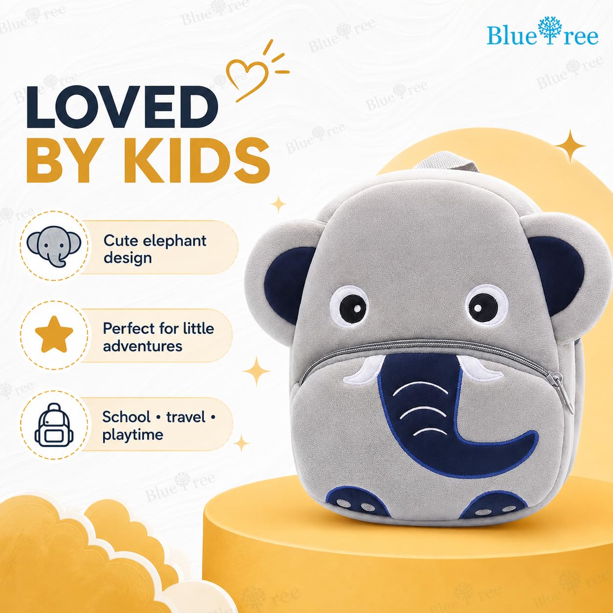 blue tree Cute Kids Backpack Toddler Bag Plush Animal Cartoon Mini Travel Bag for Baby Girl Boy 1-6 Years, Ideal for Gifting for Kids (Cute Blue Elephant) 3