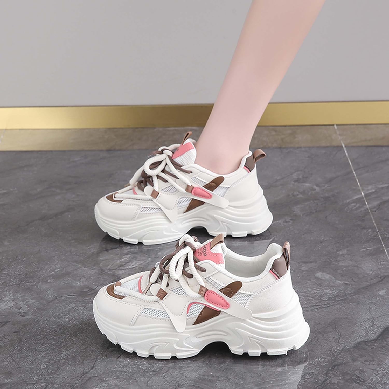 Women's Arch Supported Comfortable Skateboarding Shoes - Lace up Casual Dress Multifunctional Shoes - Lightweight Rubber Outsole