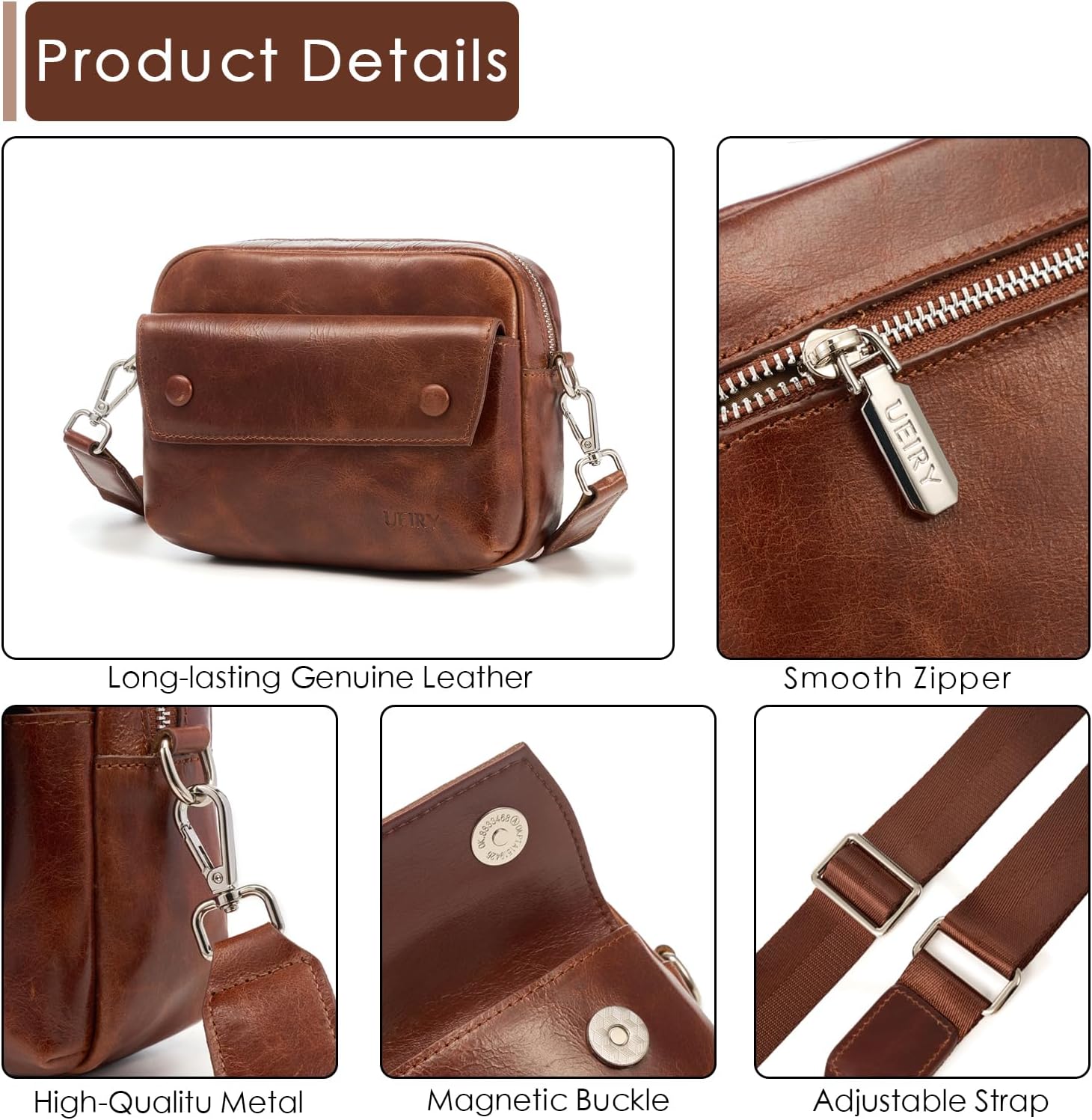 Genuine Leather Crossbody Purses for Women, Small Crossbody Bags Purse, Soft Leather Handbags with Adjustable Strap
