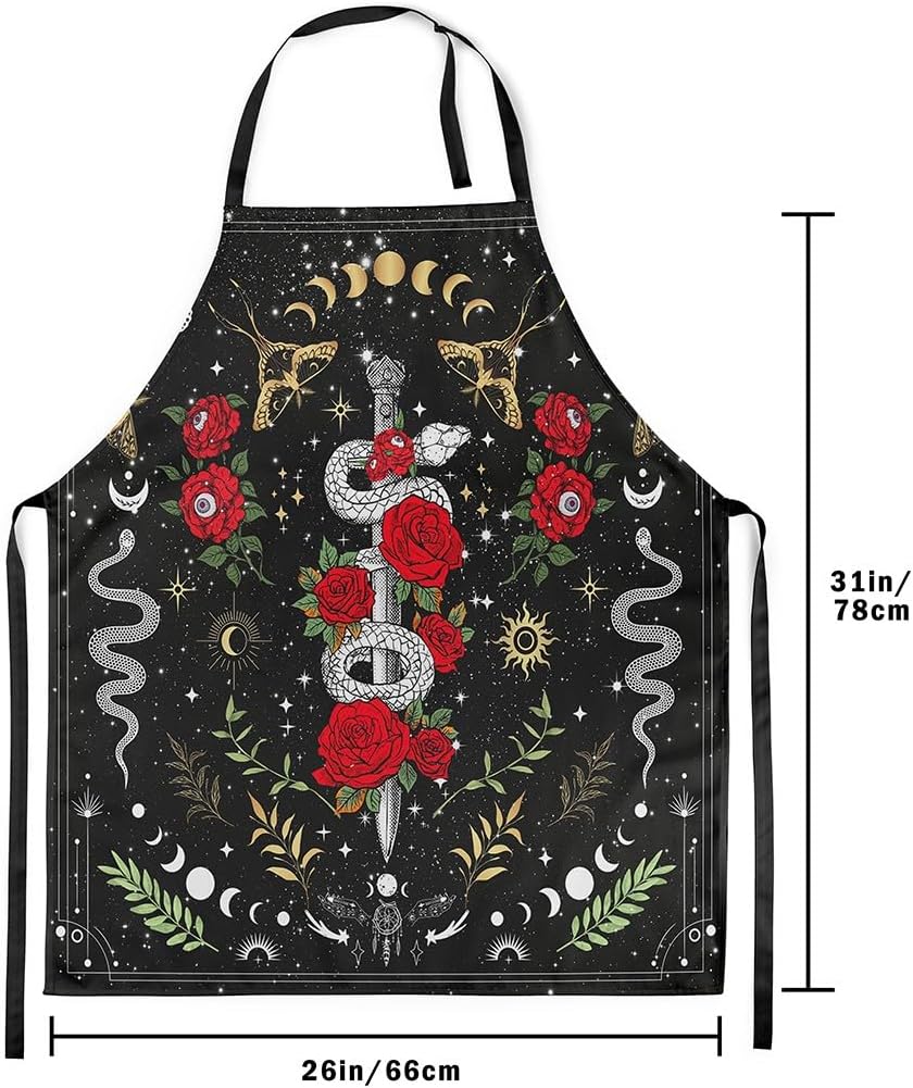 Castle Fairy Black Chef Apron Waterproof Aprons for Cooking Baking Painting image 3