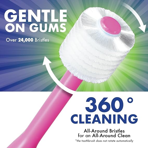 Brilliant Oral Care Baby Toothbrush with Soft Bristles and Round Head, for a Toddler Approved, Easy to Use All-Around Clean Mouth, Ages 0-2 Years, Pink, 1 Pack
