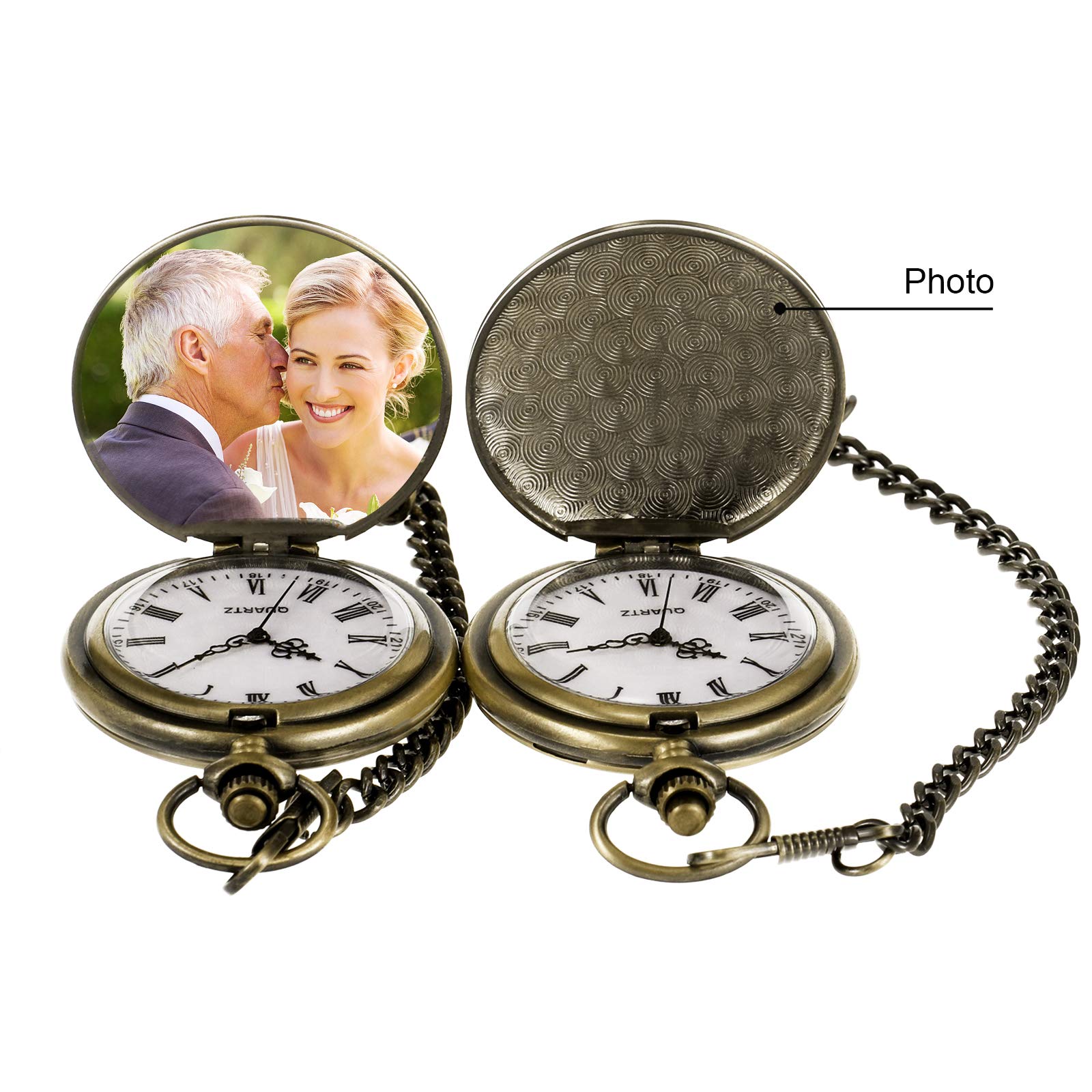 TREEWETO Montre de poche avec chaîne pour homme - Cadeau d'anniversaire, de fête des pères, de fête des pères