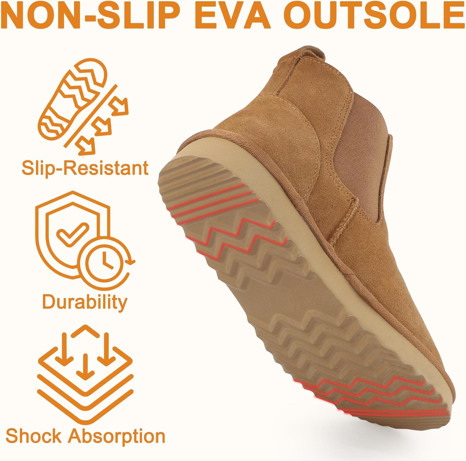 riemot Classic Ankle Boots for Women Genuine Suede Faux Fur Lining Memory Foam Insoles Winter Mini Snow Boot Outdoor Lightweight Non-Slip Thermal Shoes Cozy Warm Slip On Booties Chestnut US 6-11 - Image 7