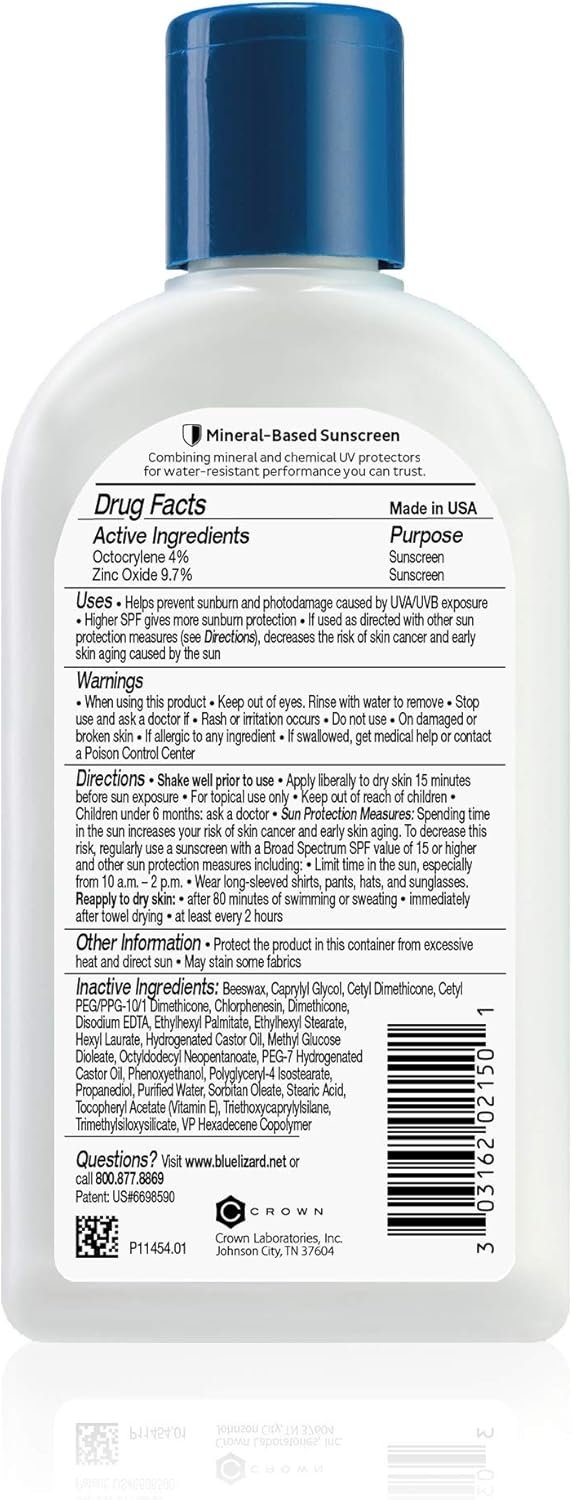 BLUE LIZARD Sport Mineral Sunscreen with Zinc Oxide, SPF 30+, Water/Sweat Resistant, UVA/UVB Protection with Smart Bottle Technology - Fragrance Free, Unscented, 8.75 Fl Oz : Beauty & Personal Care
