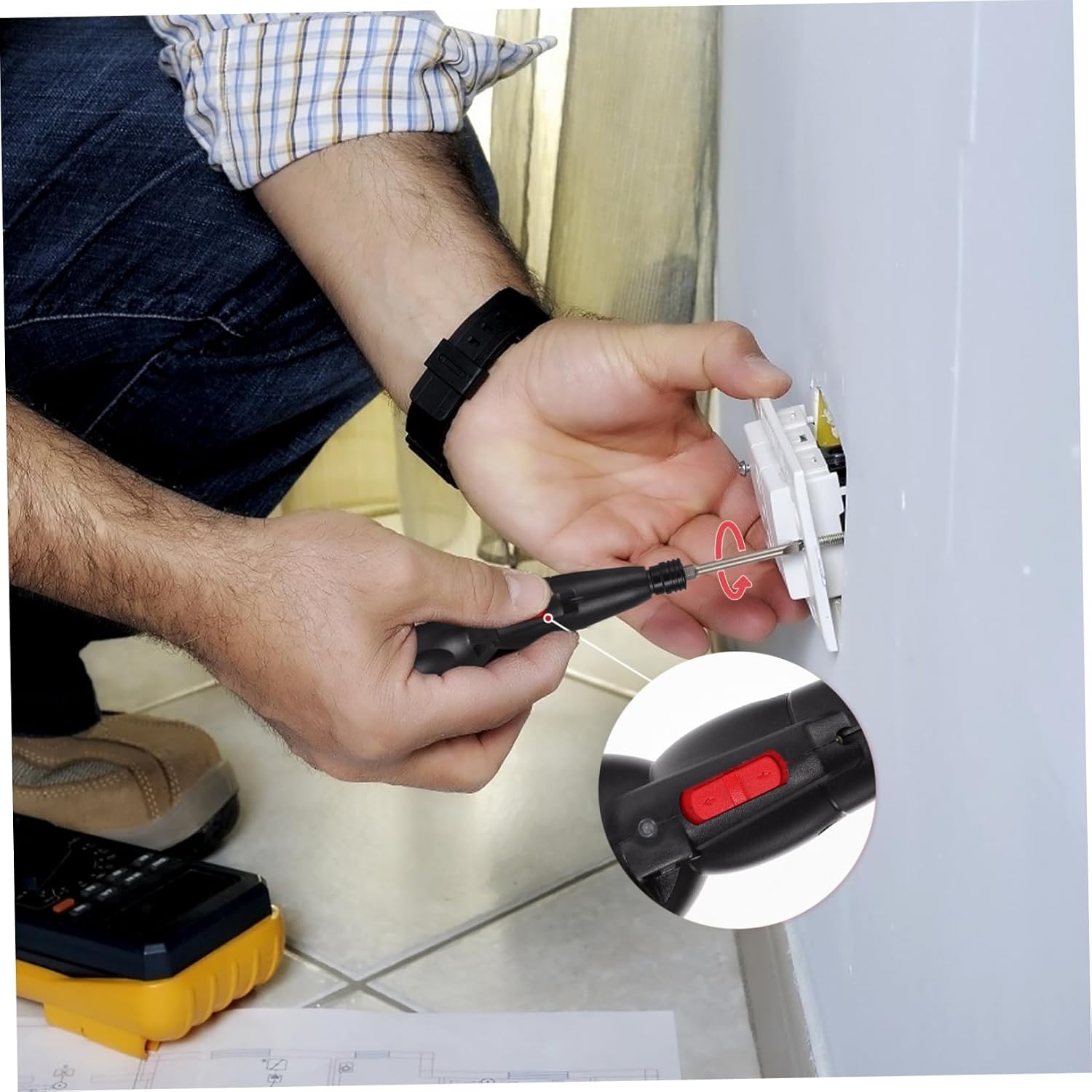 Cordless Electric Screwdriver Rechargeable Battery Compact Drill Tool for Home Repairs Includes LED Light and Multiple Bits