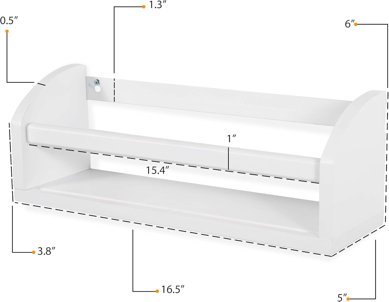 Wallniture Lissa Wall Shelf Wood Wall Mounted White Bookshelf for Nursery Decor, Kids Storage Organizer Set of 2