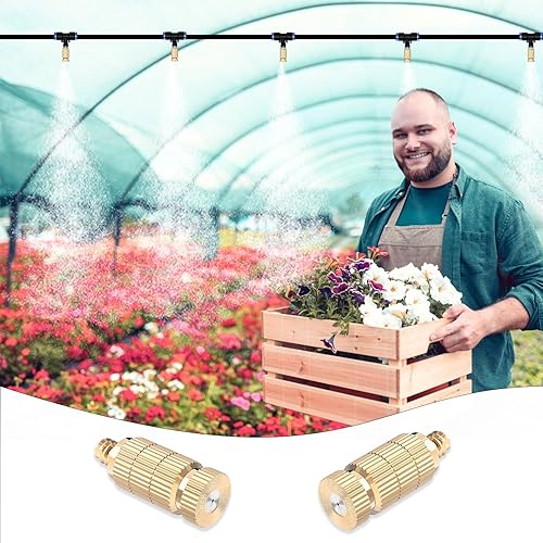 Miniatura 13 de Cabezal de pulverización antigoteo para exteriores de alta presión, boquilla de sistema de nebulización de enfriamiento al aire libre, boquillas