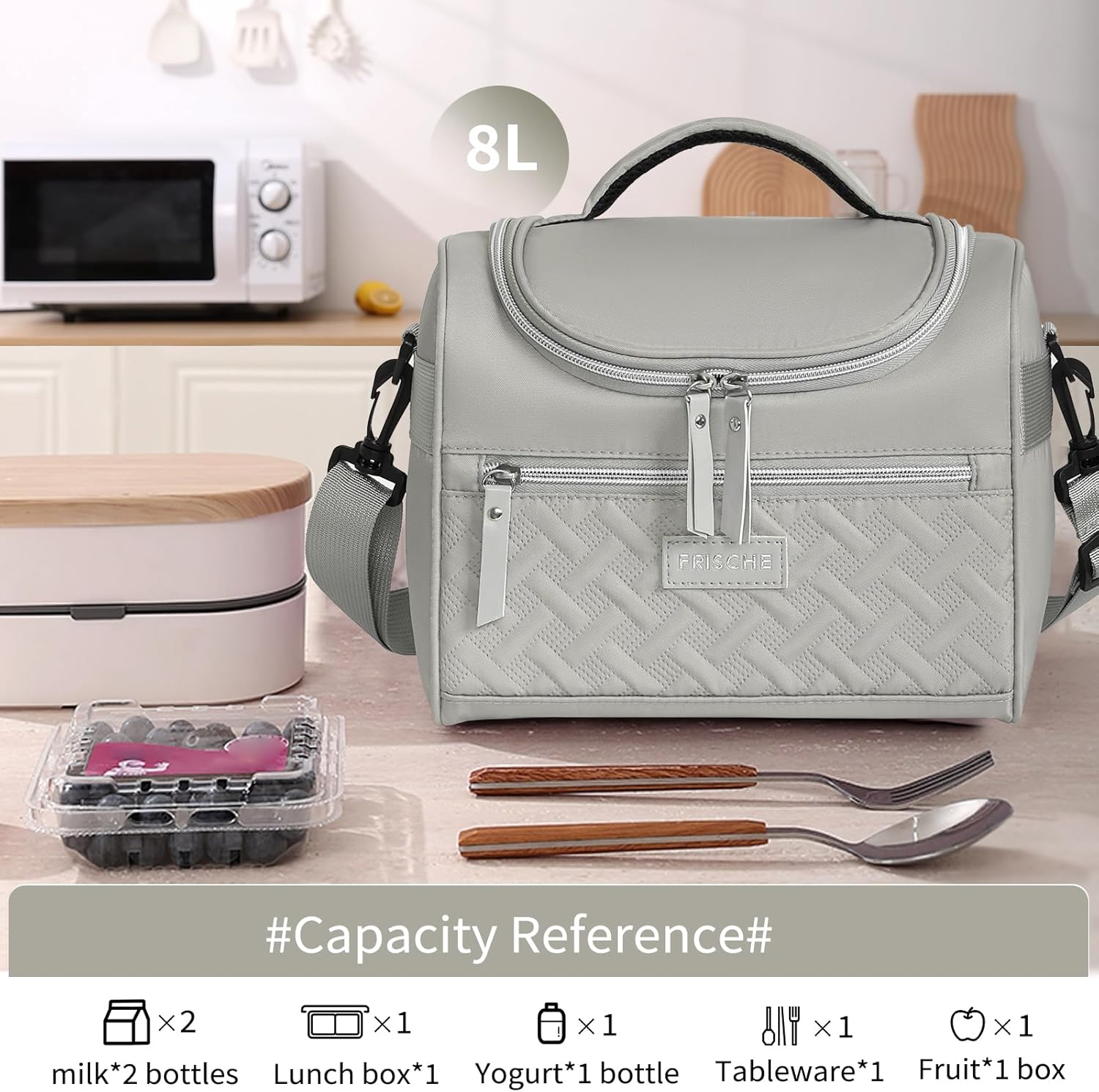 Insulated Cooler Lunch Bag (Men/Women) - Insulated Lunch Bag Leak-Proof Lunch Box, Reusable for Work Office Picnic Beach- Freezable Lunch Cooler, Adjustable Shoulder Strap - Image 7