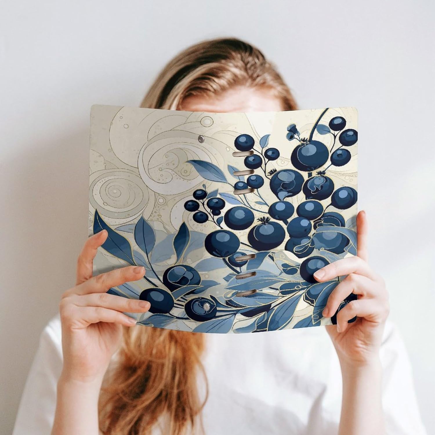 JTREHY Field of Blueberries Notebook A5 Binder Refillable Planner Notebook Loose Leaf Binder with 6 Ring Water Resistant Hardcover Note Book for Note Taking Teachers Women Men 13.7 X 9