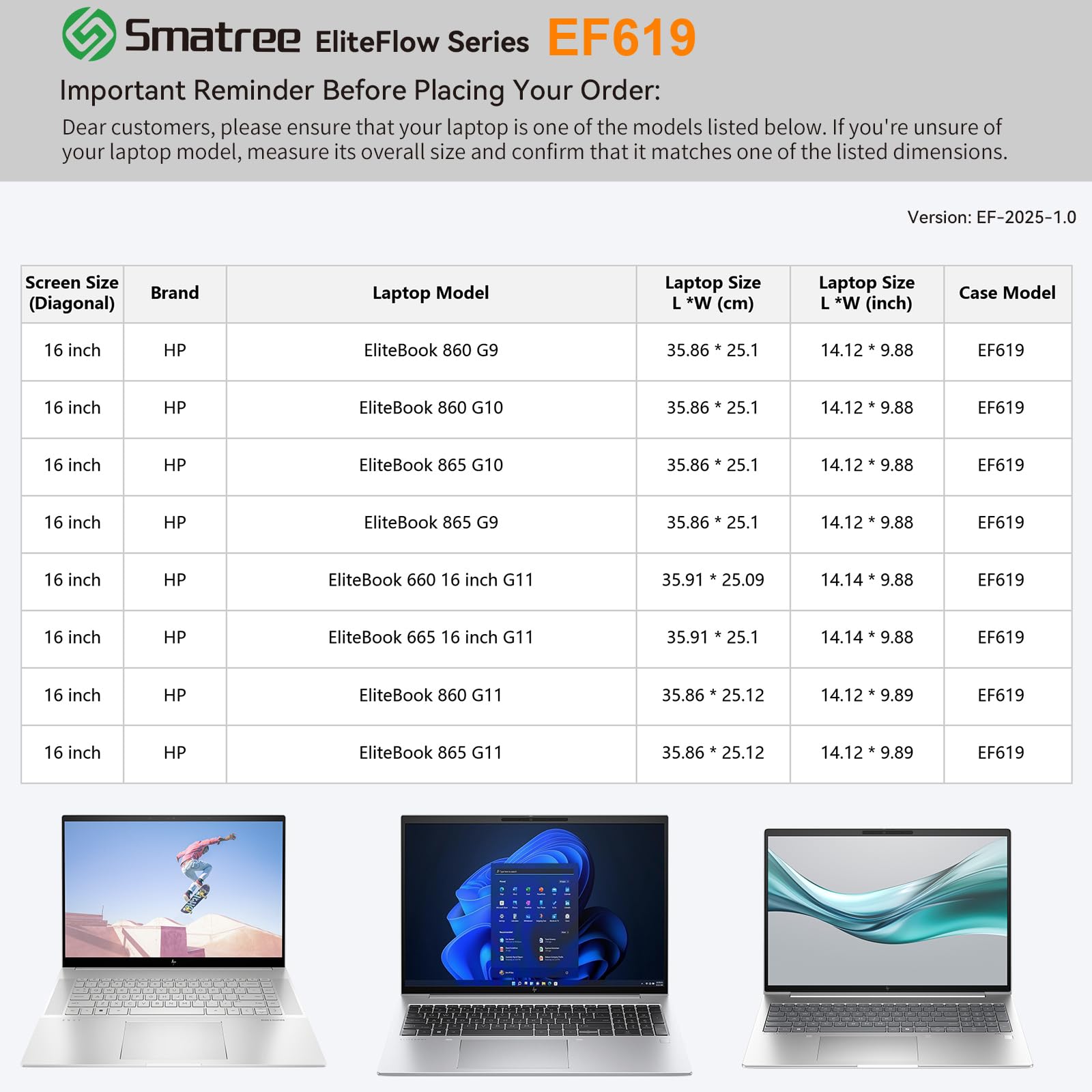 Smatree EliteFlow Housse pour 16 Pouces HP EliteBook 865/860 G11