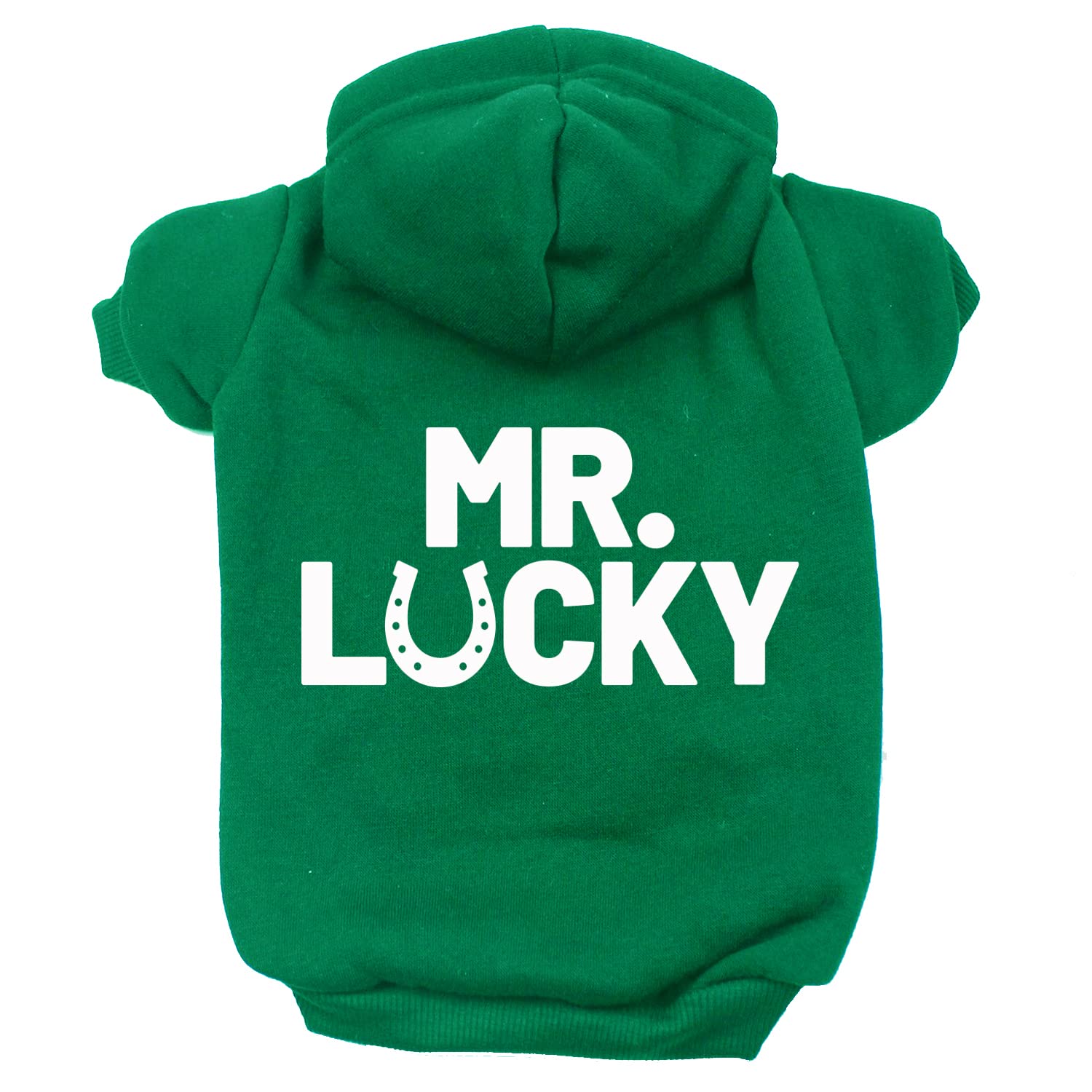 Mr. Lucky St. Patrick's Day Pullover Fleece Lined Dog Hoodie with Leash Hole Sweatshirt (Green 4X-Large 989)