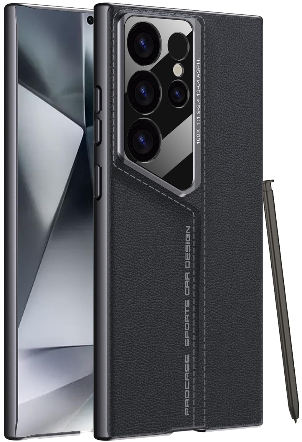 Wibrthz Leather Case for Samsung Galaxy S24 Ultra, Slim Business Sports Car Design Leather Cover,Luxury Shockproof Non-Slip Grip Full Body Protective