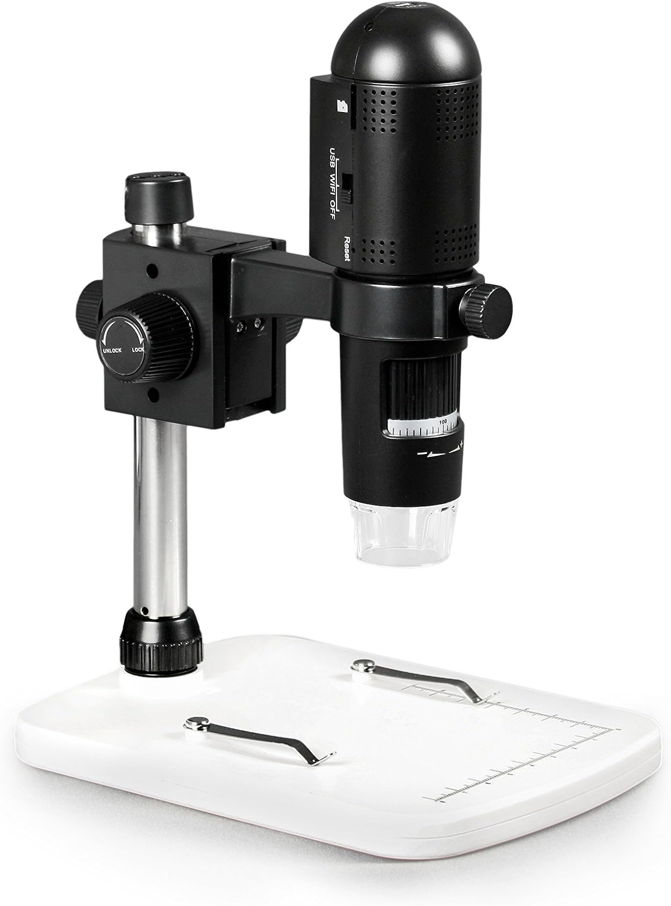 Parco Scientific 1080P Full HD Wi-Fi Digital Microscope with 3MP Image Sensor, 220x Magnification, 6 LED Illumination with Intensity Control, USB, iOS/Android/PC Compatible