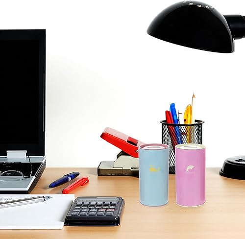 Miniatura 7 de VILLCASE Juego de 4 macetas de ahorro de dinero con diseño de animales de dibujos animados para niños y niñas, soporte resistente, delfín, ballena y