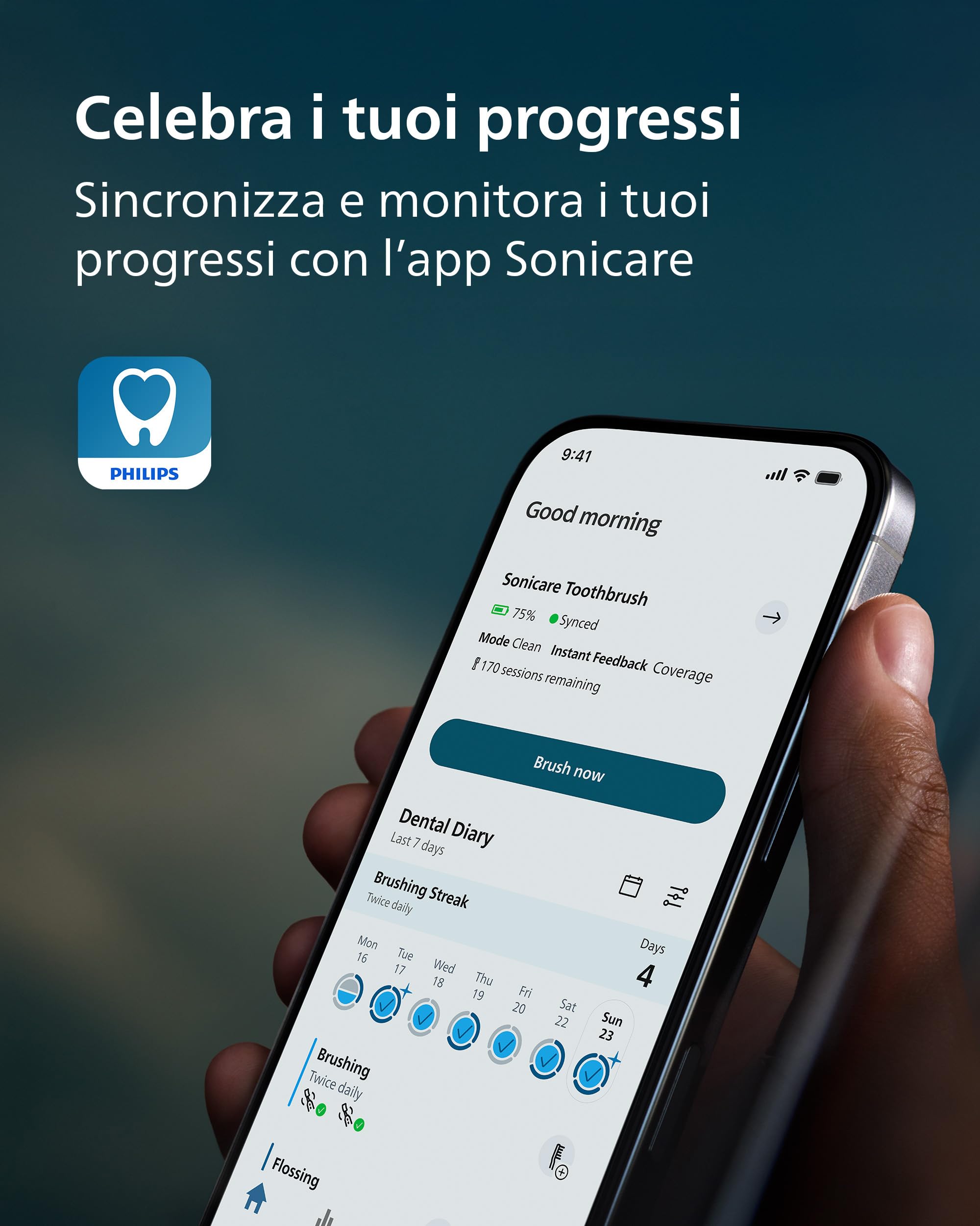 Philips Sonicare Next-Generation DiamondClean 8500 Spazzolino elettrico - con Feedback di pressione, 18 impostazioni, bianco polvere, HX8515/11