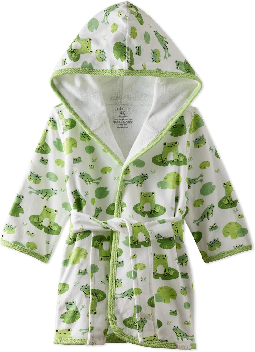 Butterblu Robin - 100% Organic Cotton Baby Terry Bath Robe Soft and Absorbent for Newborn Girls, Boys, Unisex