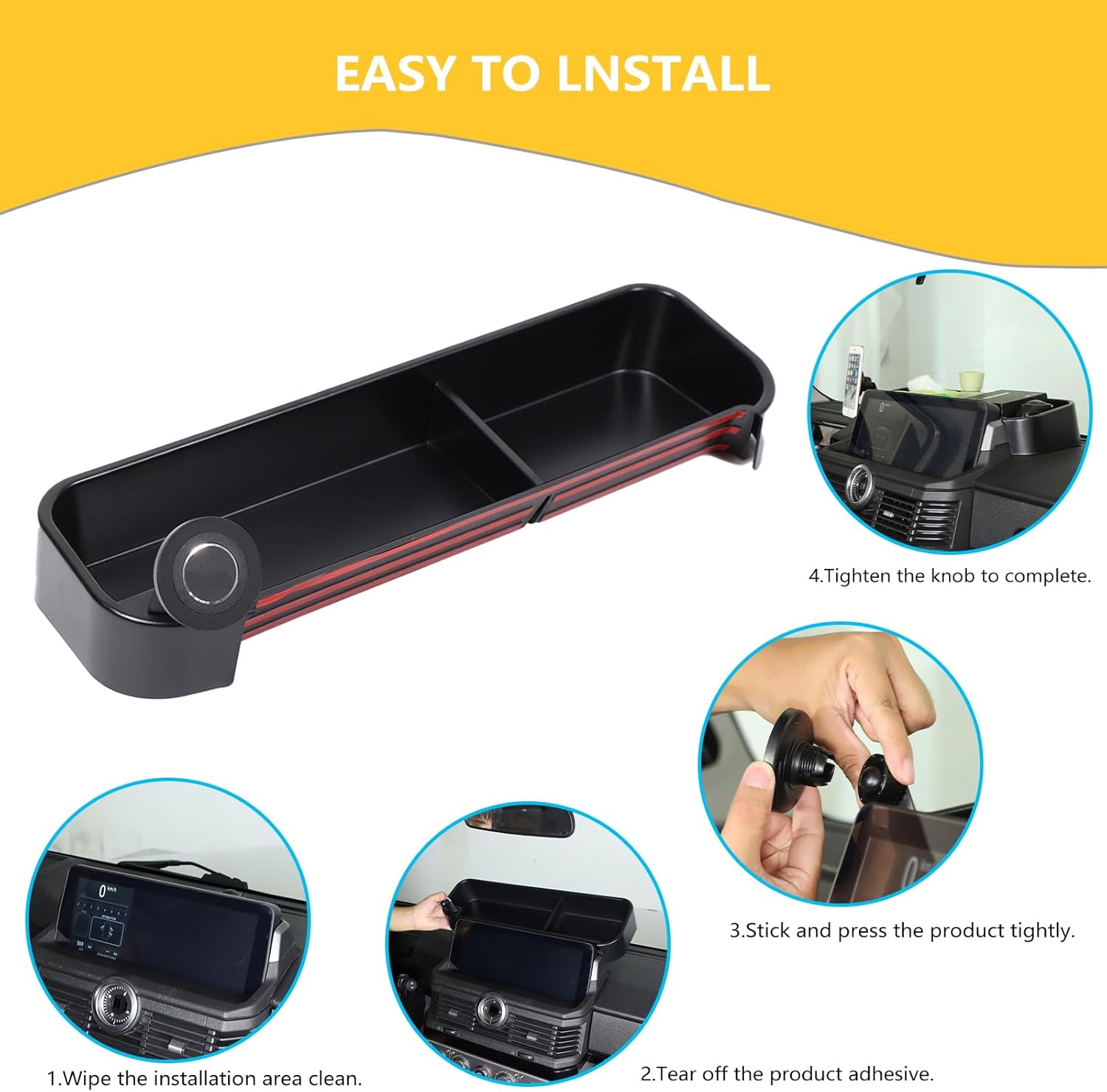 Car Dashboard Behind Screen Storage Tray Compatible with INEOS Grenadier 2020-2025 ABS Dashboard Non-Slip Storage Organizer Tray Phone Holder Tray (Style F)