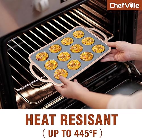 Miniatura 5 de Molde de silicona para magdalenas, 12 tazas para magdalenas, mini tazas para hornear, molde para magdalenas caseras, magdalenas, frittatas y quiches