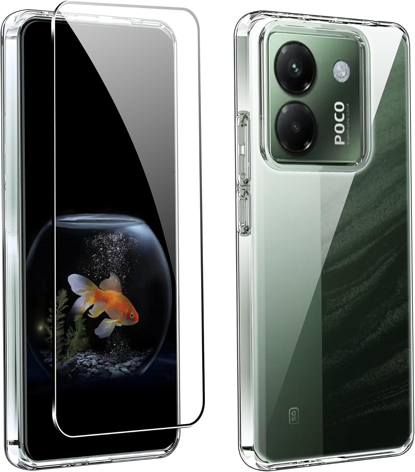 zZjoOoj Case for Xiaomi Poco M7 Pro 5G + [Pack of 1] Tempered Glass Screen Protector Mobile Phone Case Cover Transparent Transparent