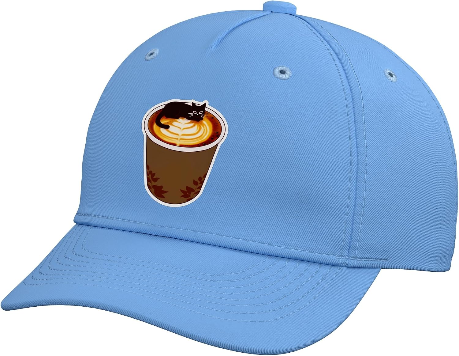 Black Coffee Cat Cozy Latte Art Meme Adjustable Baseball Hat