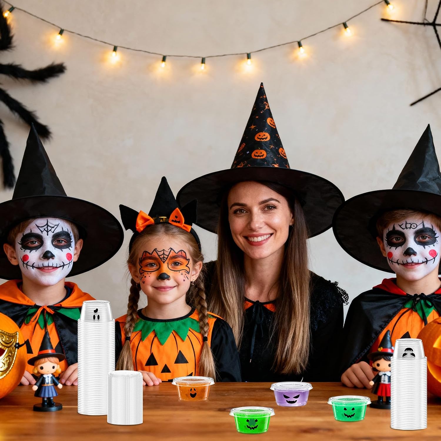 100Pcs 2 Oz Halloween Jelly Shot Cups with Lids
