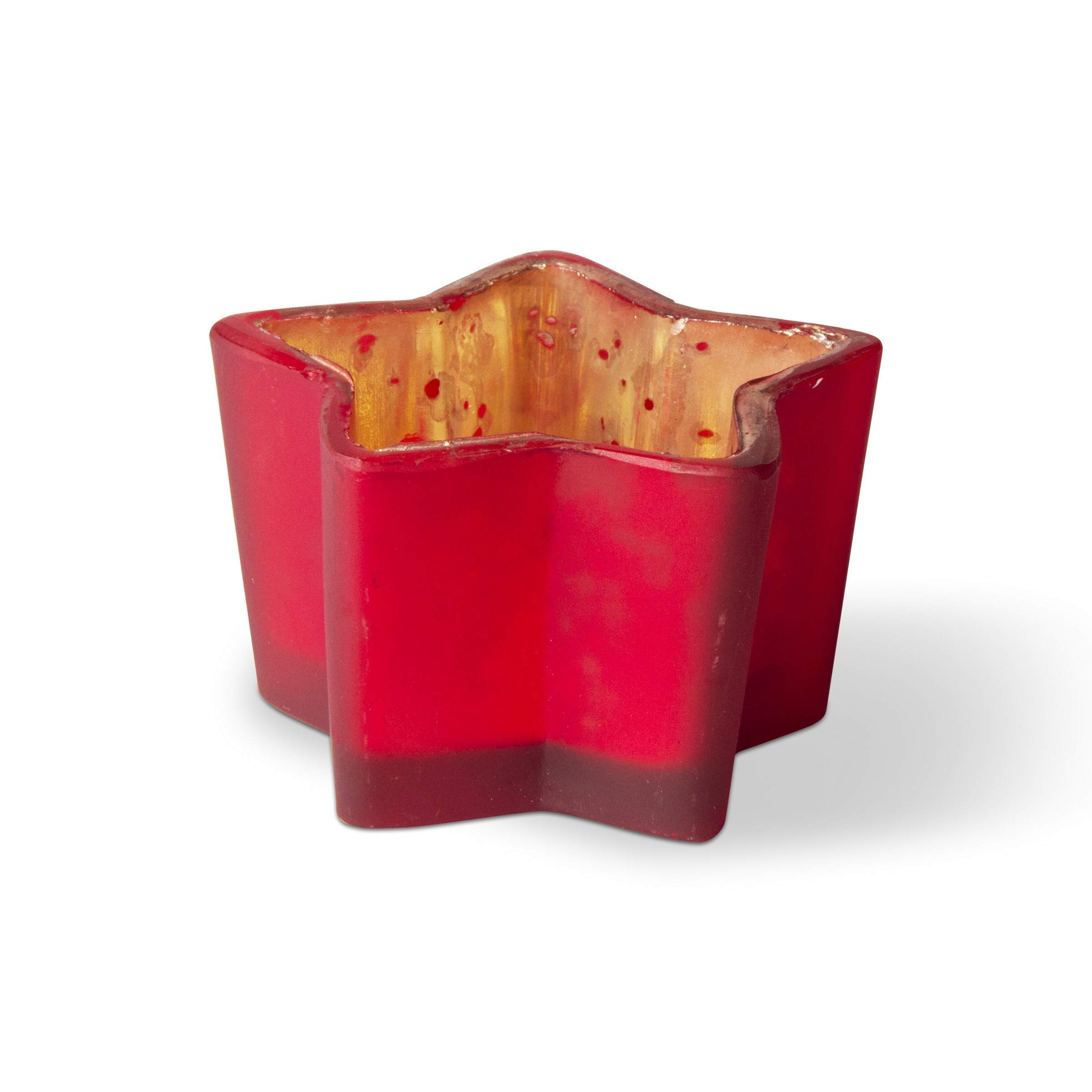TAG Red Star Shaped Glass Tealight Candle Holder, 2.0L x 2.0W x 3.0H inches Red