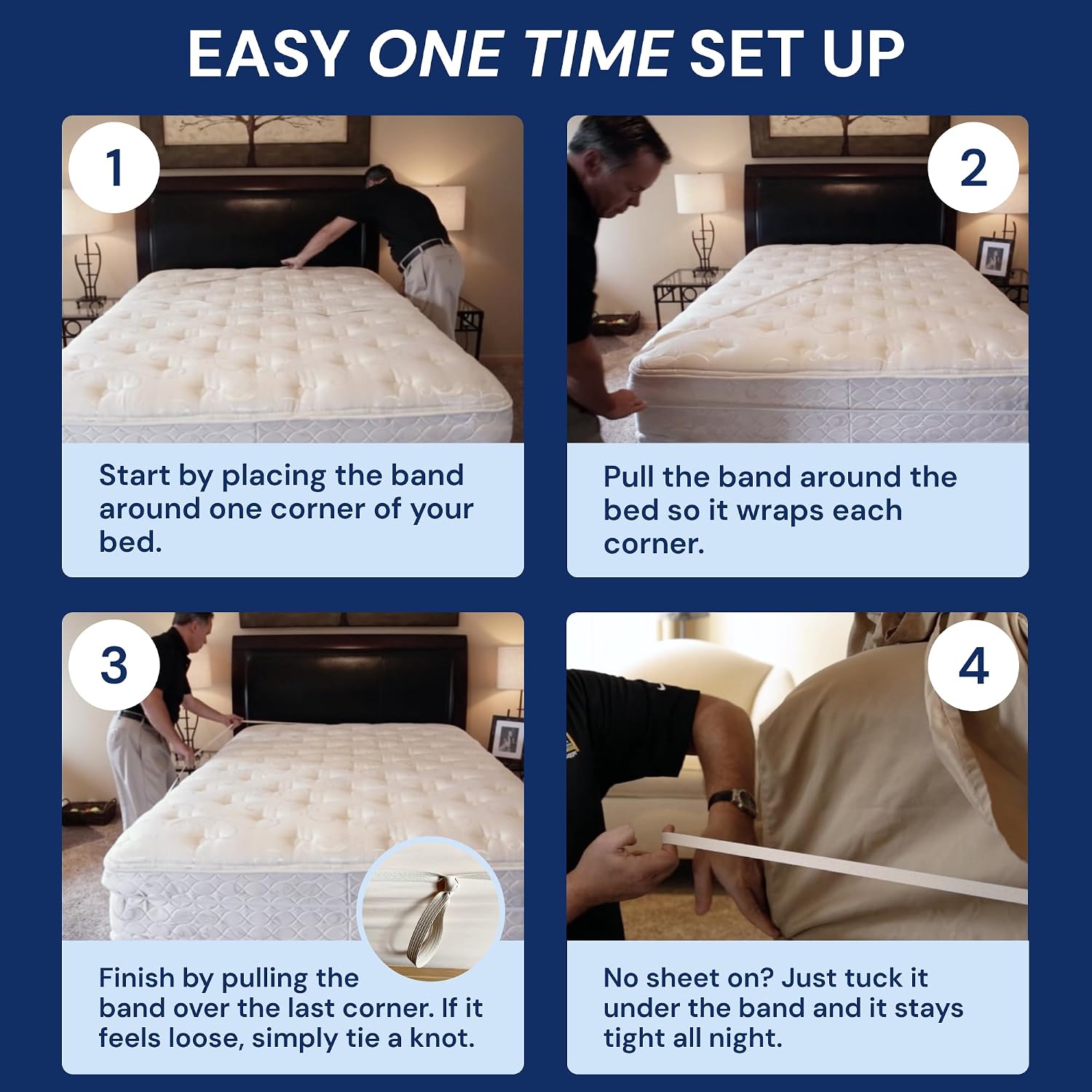 RUBBER HUGGER Elastic Bed Sheet Holder - Queen 60x80, Corner Grip | Elastic sheet holders - secure corner grip - hidden - Use for queen fitted sheets, beds & mattresses