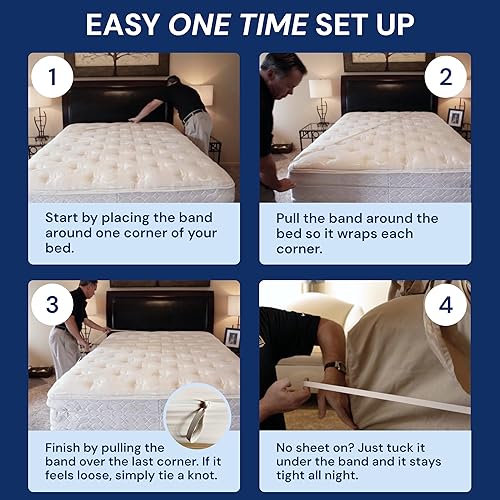 Vista 5 de RUBBER HUGGER Correas para sábanas de 38 x 75 pulgadas, tamaño pequeño, individual y matrimonial, agarre de goma acanalado patentado para soporte