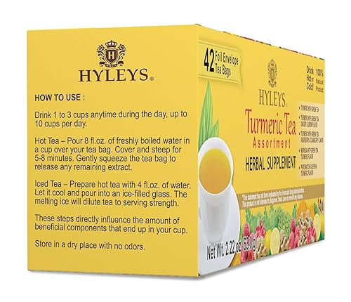 Miniatura 5 de Hyleys Wellness - Colección surtida de cúrcuma con té verde, 42 bolsas de té (100% natural, sin azúcar, sin gluten y sin OMG)