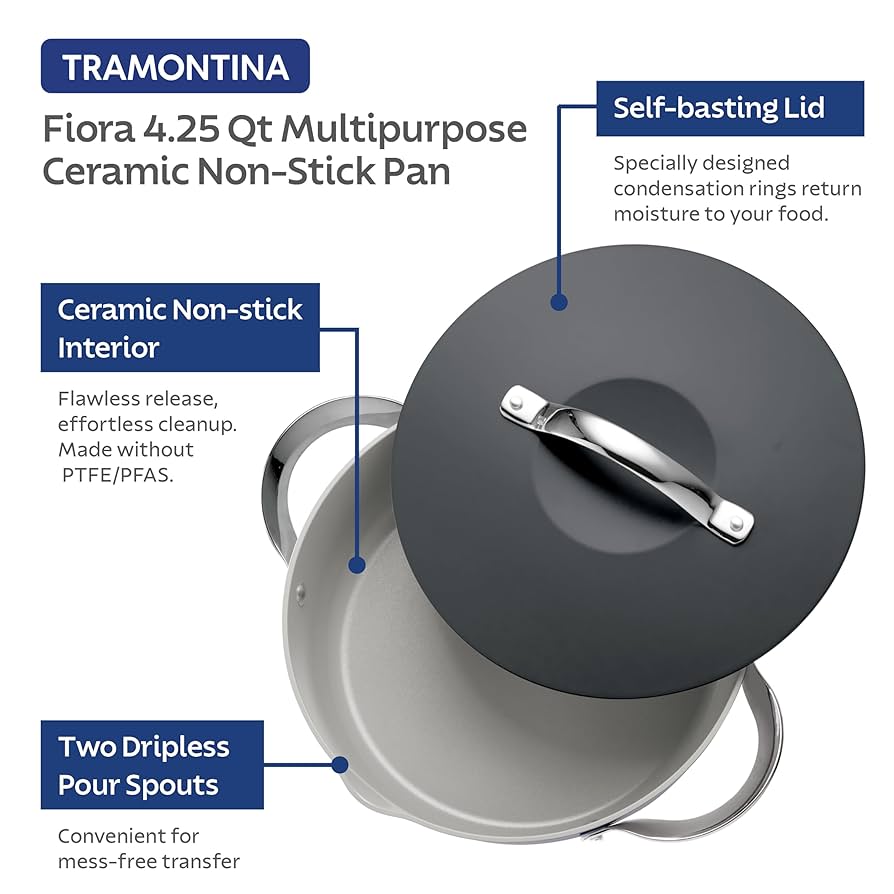 Amazon.com: Tramontina Fiora 4.25-Quart Multipurpose Ceramic
