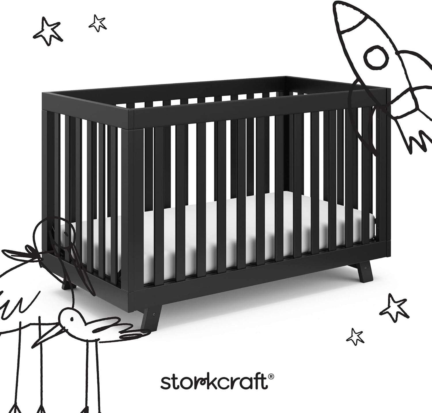 Storkcraft Beckett Convertible Crib (Black) – Converts from Baby Crib to Toddler Bed and Daybed, Fits Standard Full-Size Crib Mattress, Adjustable Mattress Support Base - Image 7