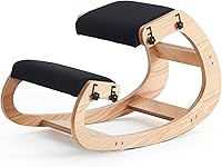 Vista 17 de Silla ergonómica, mecedora ajustable para oficina en casa, silla de oficina de madera para aliviar el dolor de espalda, gris