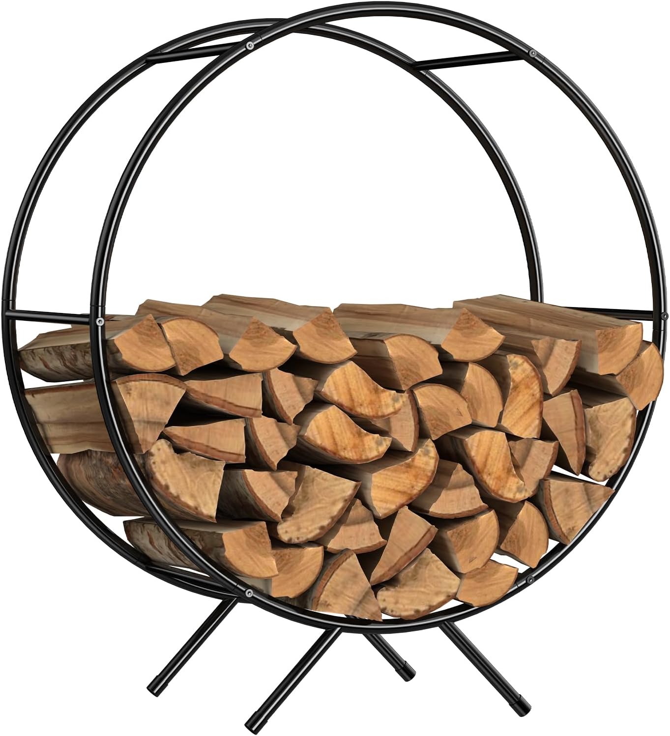 NANANARDOSO 31 inch Firewood Rack Outdoor,Powder-coated Metal Fireplace Log Holder for Firewood Storage,Rustproof Stable Log Holder and Fireplace Organizer