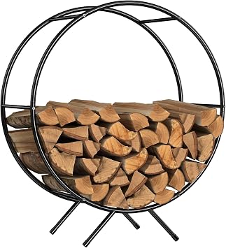 NANANARDOSO 31 inch Firewood Rack Outdoor,Powder-coated Metal Fireplace Log Holder for Firewood Storage,Rustproof Stable Log Holder and Fireplace Organizer