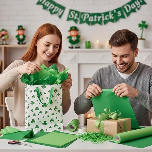Miniatura 6 de Qilery 500 hojas de papel de seda verde a granel para bolsas de regalo de 15 x 20 pulgadas, sin ácidos, hojas de papel de embalaje, hojas de papel