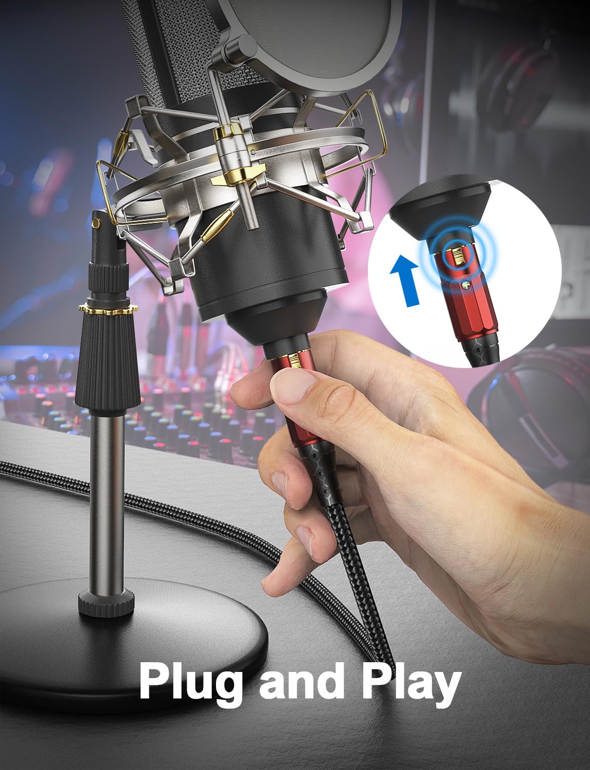 Câble XLR pour Microphone | Connecteurs XLR Dorés 24K | Double Blindage Avec Câble OFC 99,99% | Studio, Scène, Podcast, Streaming en Direct [3m-Rouge]