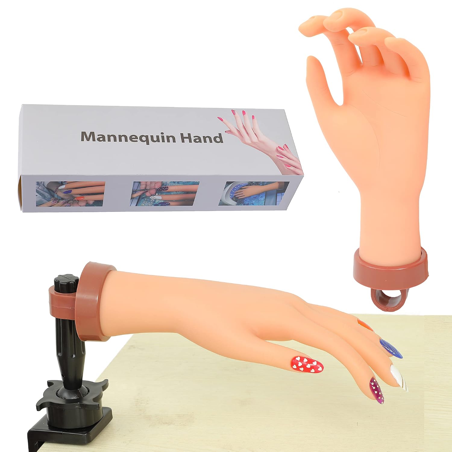 Nail Mannequin Hand Flexible Nail Hand Practice Adjustable Acrylic Practice Hand Fake Hand for Nail Practice 1 Pcs