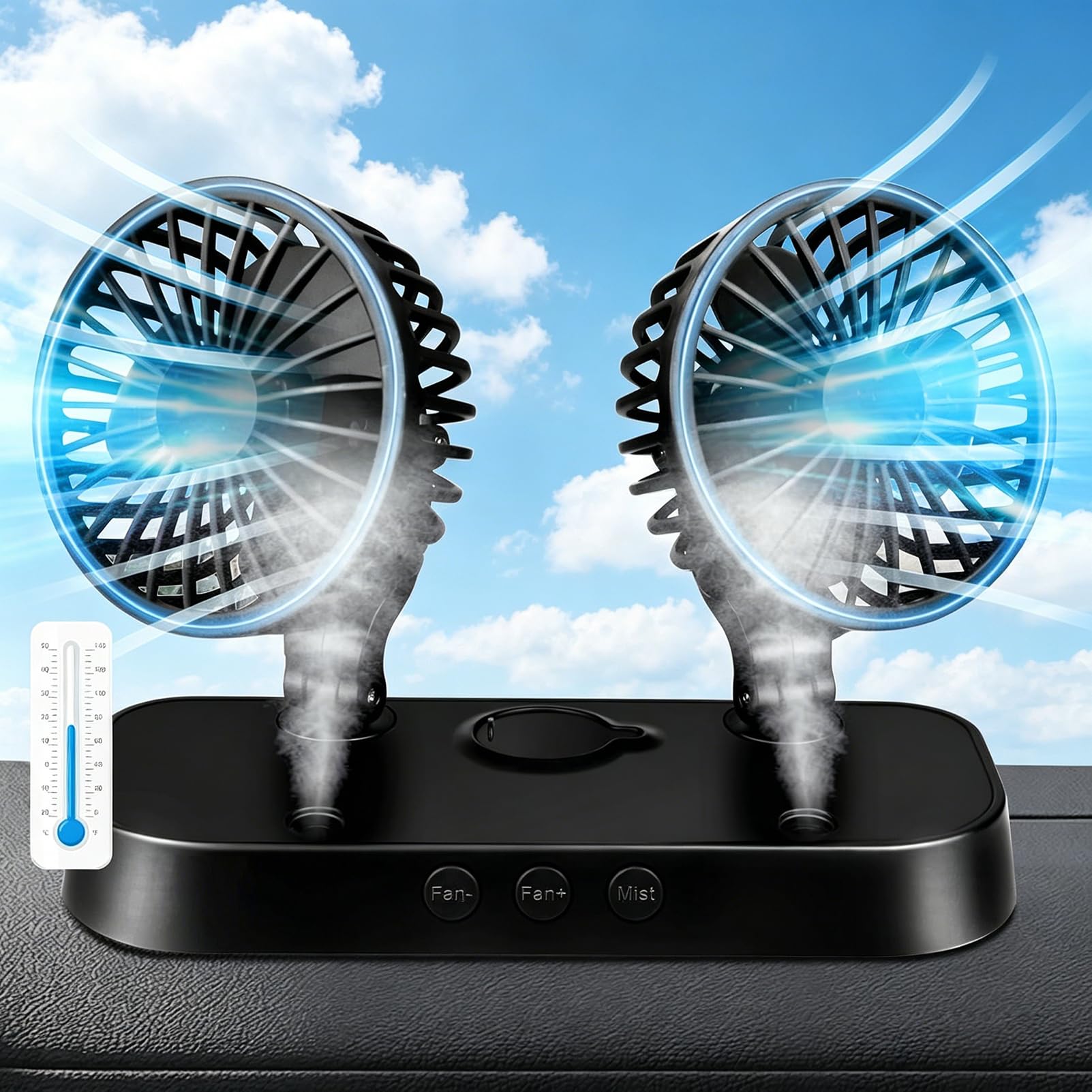 BESMORY Car Fan with Mist