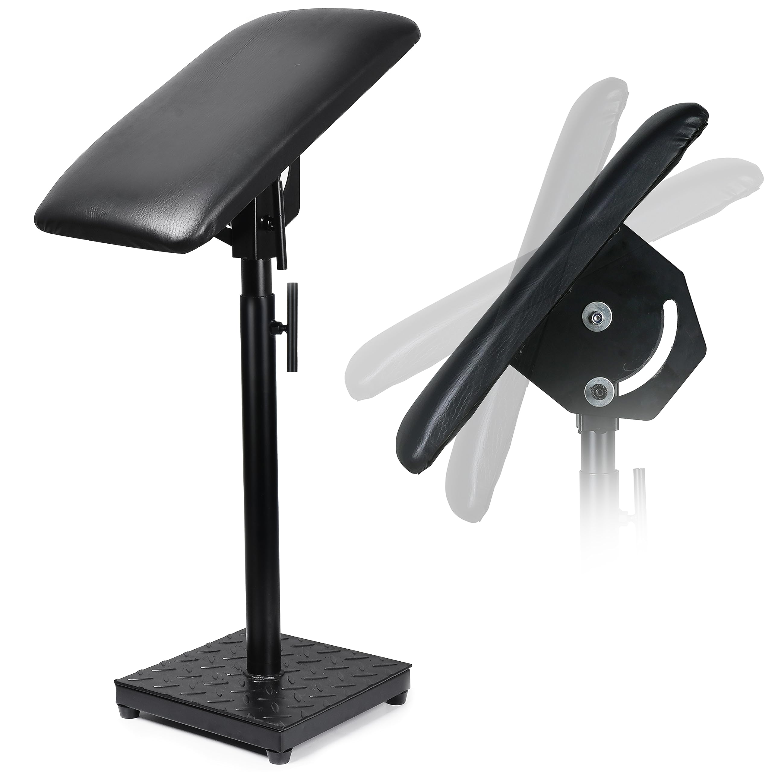 Tattoo Arm Rest - Heavy Duty Steel XL Tattoo Arm Rest Stand, Professional Arm Rest Stand, Portable Tattoo Armrest, Tattoo Arm Stand w Thick Soft Eco Leather Pad and Metal Base, Extra Wide and Long Pad
