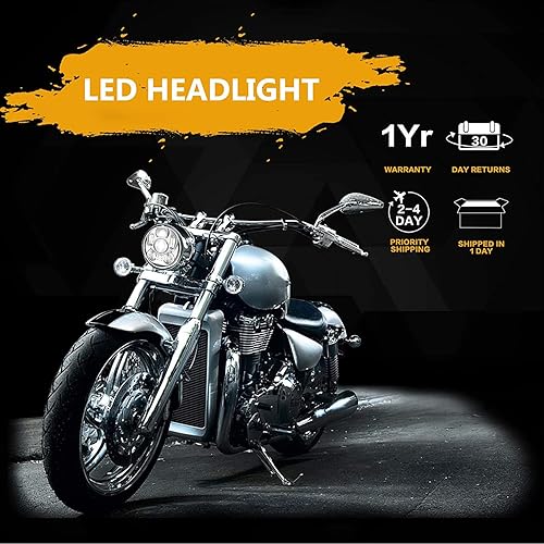 Miniatura 6 de SUNPIE - Faro delantero LED para motocicleta 5-34 5.75, estilo proyector ancho