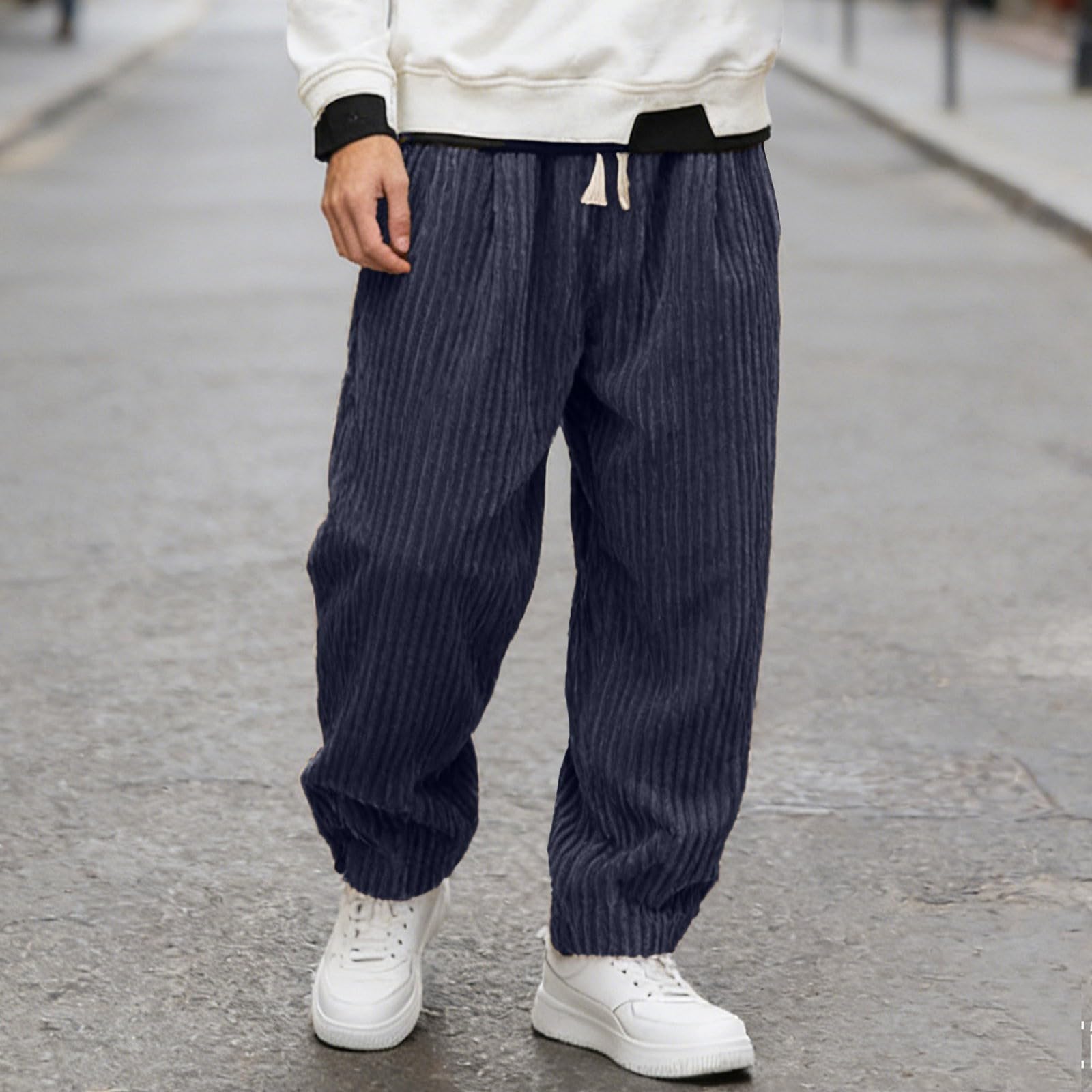 Cord-Freizeithose für Herren Chino Hose Herren Stretch Business Jogginghose mit Reißverschluss Jogging Bottoms Men Arbeitsjeans mit Zollstocktasche Radhose Gepolstert Lang