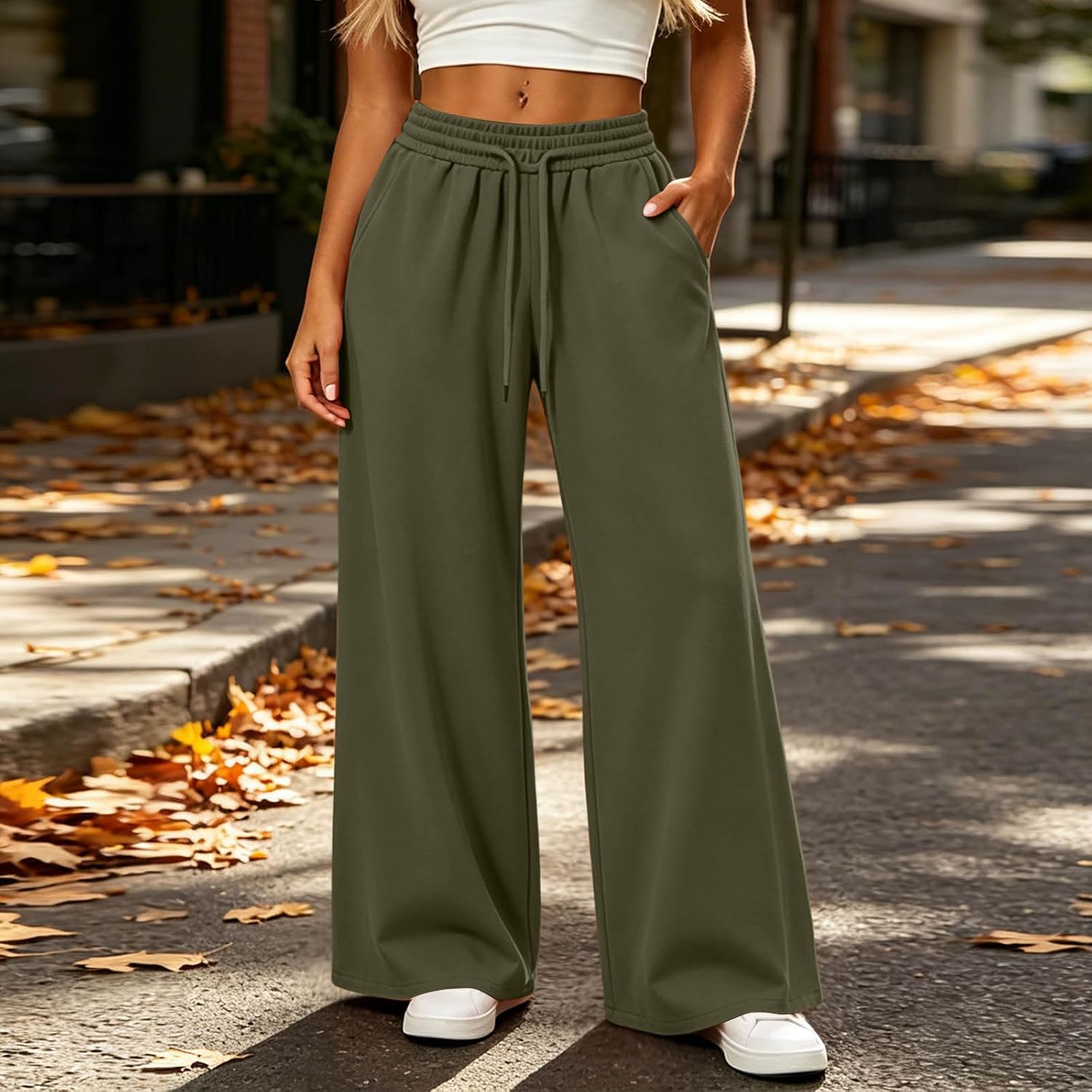 Wide Leg Sweat Pants for Women High Elastic Waisted Sweatpants