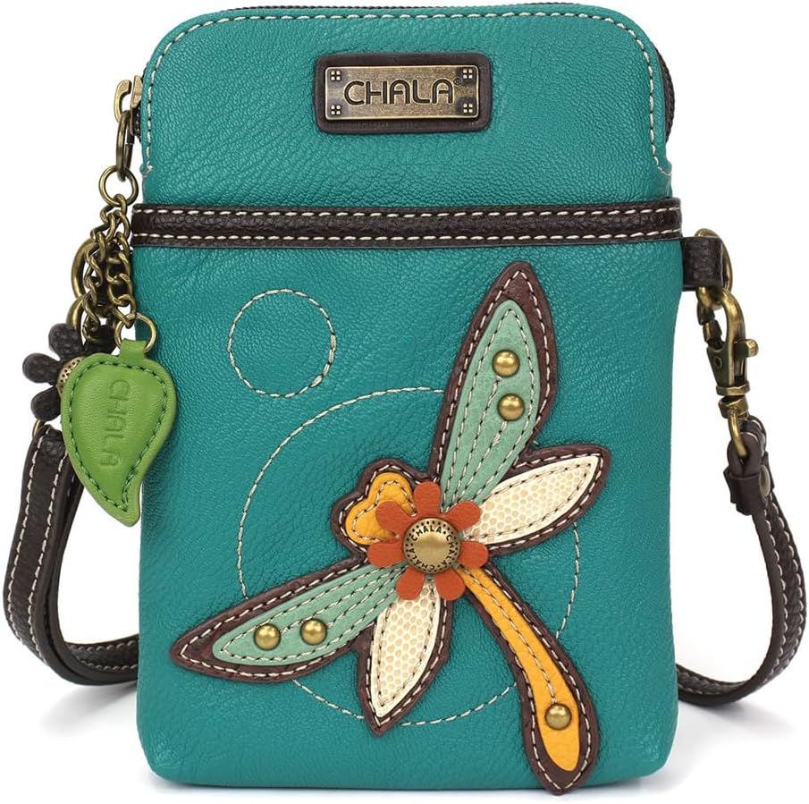 CHALA Garden Animal Collection Cell Phone Crossbody Purse-Women PU Leather/Canvas Multicolor Handbag with Adjustable Strap