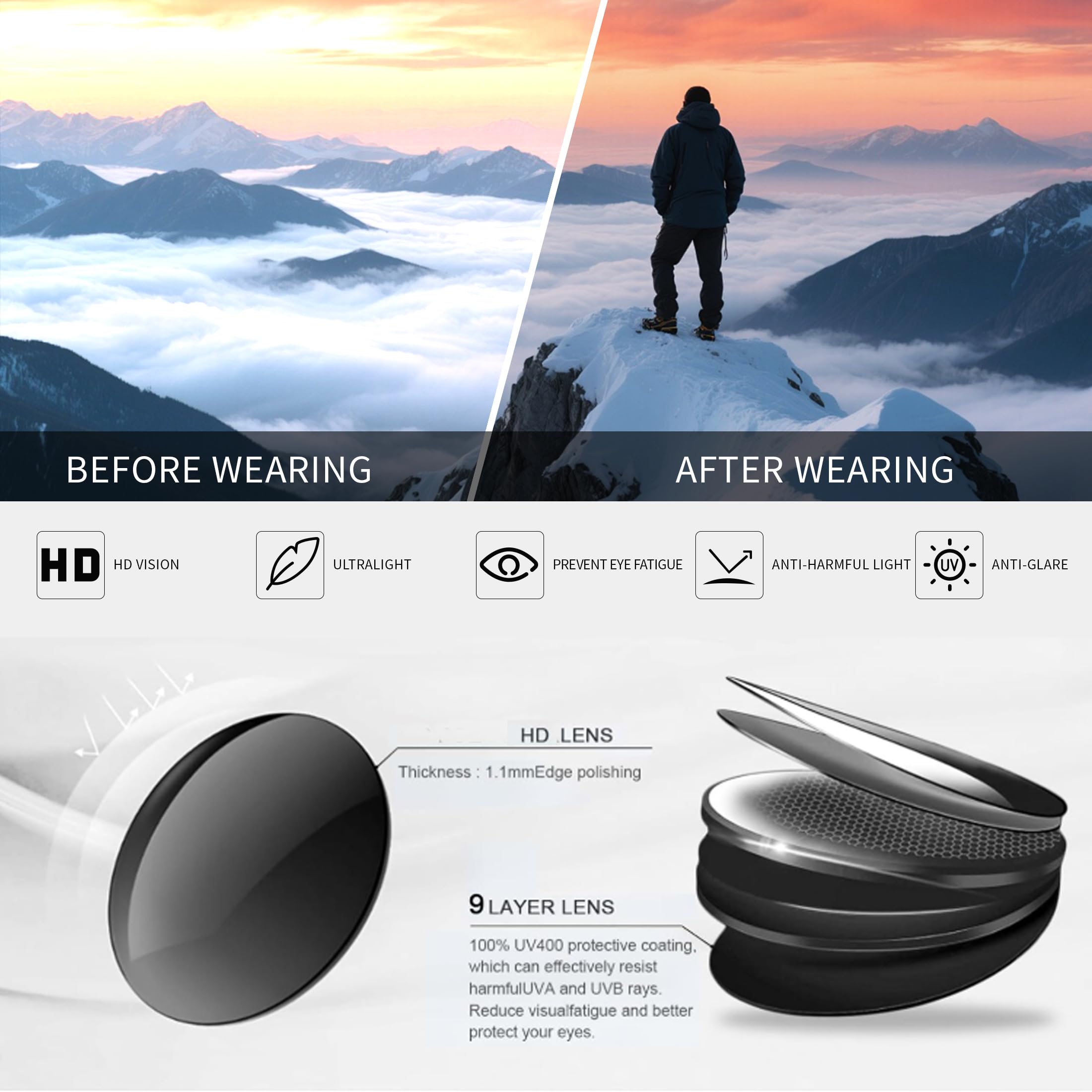 Z87 - Gafas de sol de seguridad con parte superior plana, clásicas, cuadradas, protección UV 400 para hombre