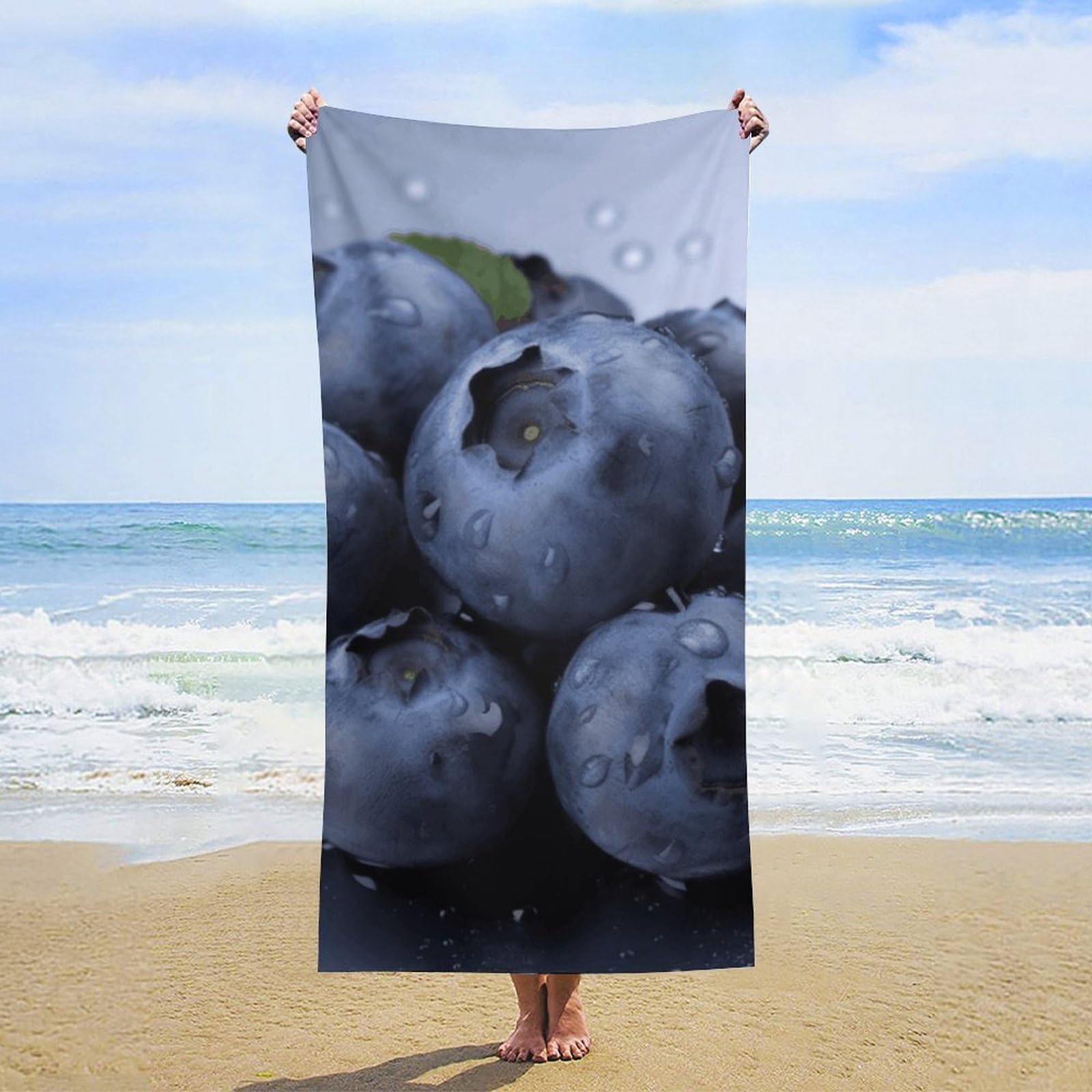 NTVOWPZO Blueberry Beach Towel Oversized Microfiber Bath Towels Lightweight Sand Proof Beach Towels Absorbent Pool Towels for Swimming Yoga Bathroom Towel 31.5" X 63"